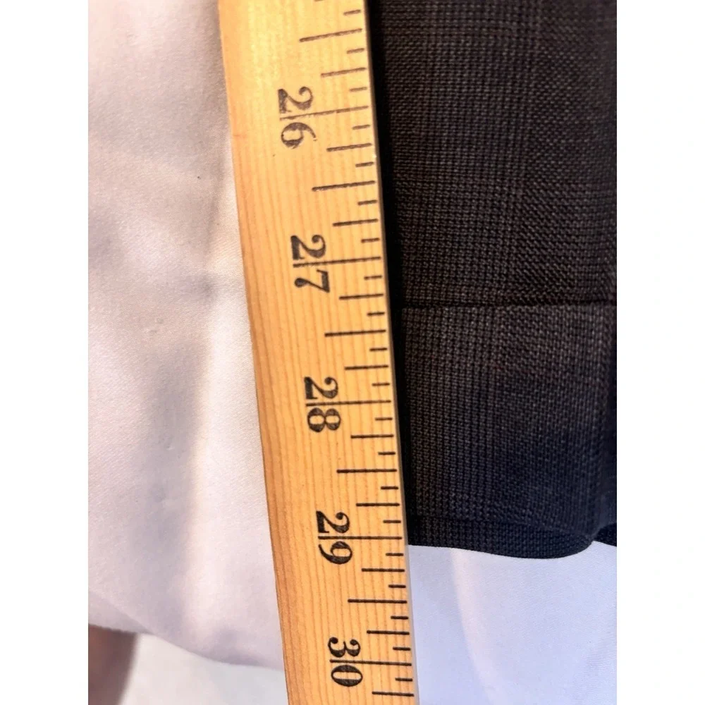 Stafford‎ Black Windowpane Mens 44R/34x29 3Button Suit Wool Pleated Front Cuffed